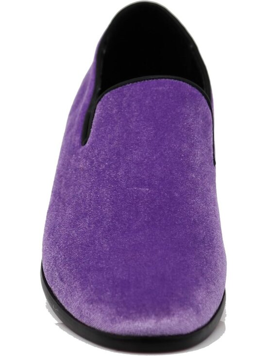 Men\'s Plain Lavender Vintage Velvet Loafers Slip On Classic Tuxedo Dress Shoes